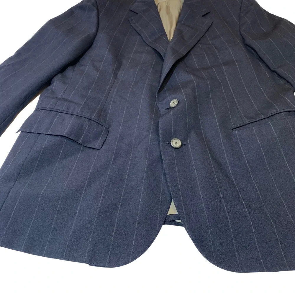 Polo Ralph Lauren University Club Mens Navy Pinstripe‎ Virgin Wool Blazer USA